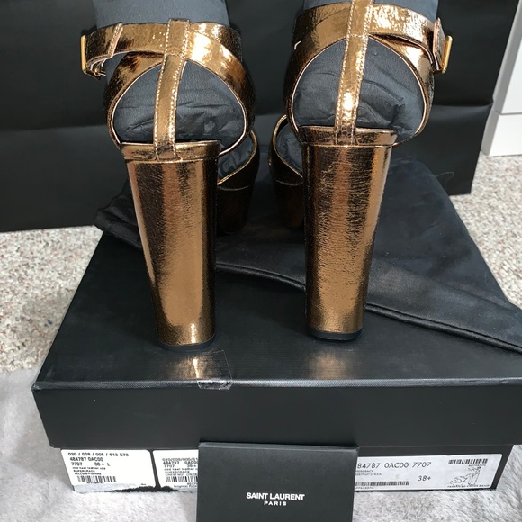 SOLD Saint Laurent Bronze/Gold Leather Platforms - Picture 8 of 8
